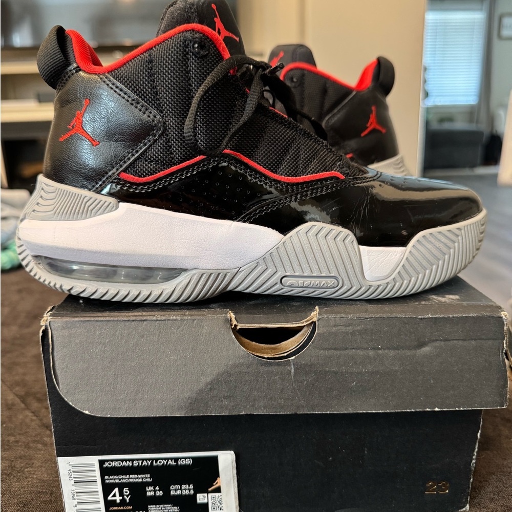 Jordan stay loyal Black and Red Sneakers